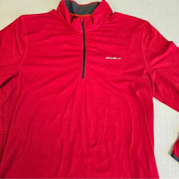 Eddie Bauer 1/4 Quarter Zip Collared Red Pullover Lightweight Mens X Large - Picture 5 of 12